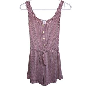 Caution To The Wind Striped Button Front Romper Size Small